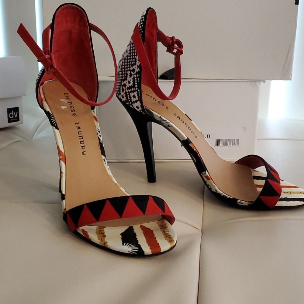 Tribal Print Strappy Heels